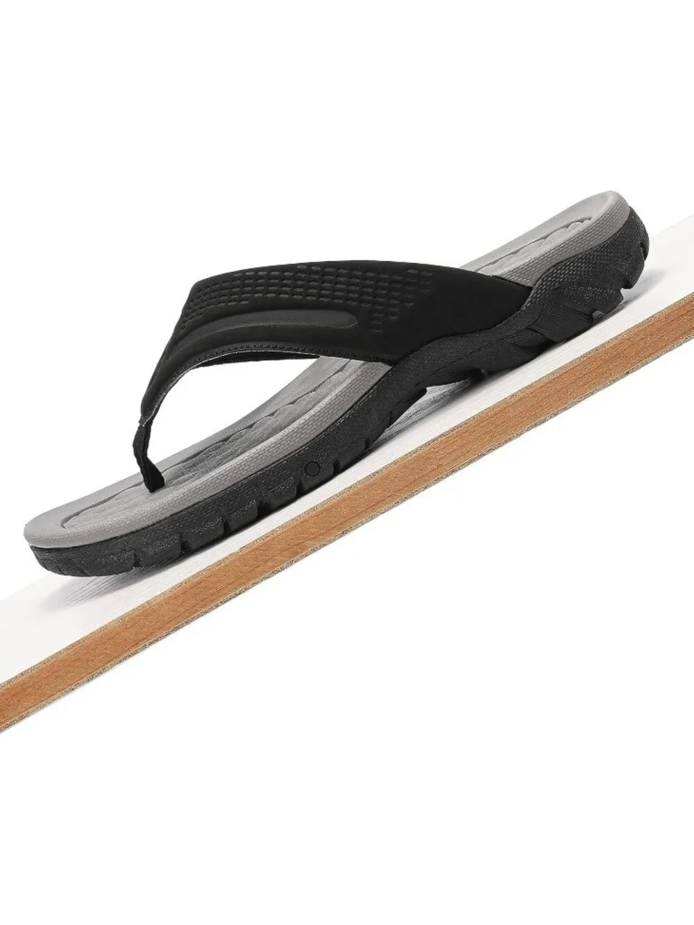 Men's Black&Grey Flip-flops Thongs Sandals Durable Comfort Slippers For Casual